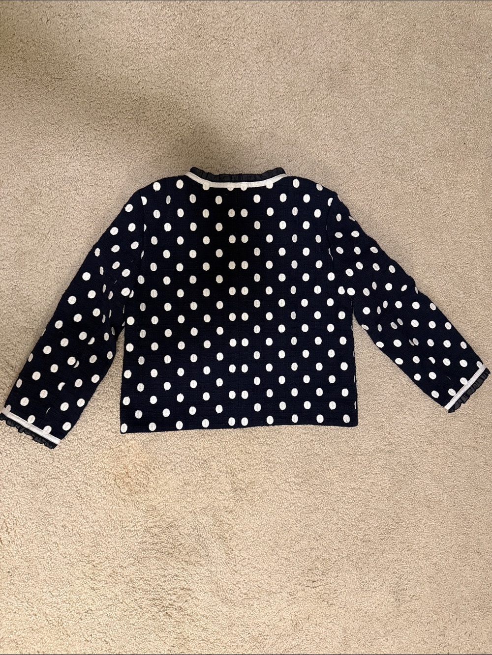 NWT J.Crew Navy Jacket in white polka-dot textured tweed | Size 4 - Picture 8 of 12